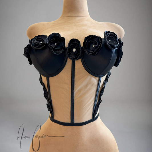 Midnight Poppy Corset, front picture