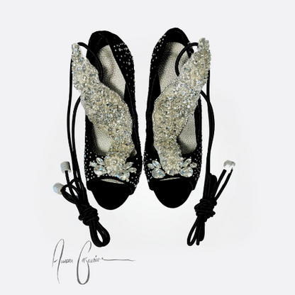 Sia Rhinestone Open Toe Pumps