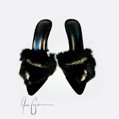 Midnight Fur Stilettos