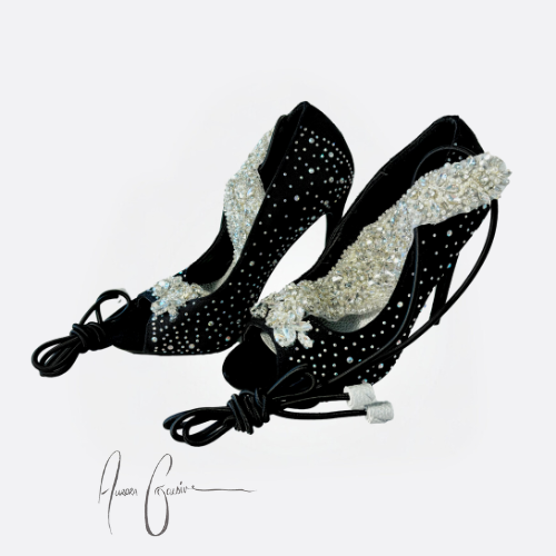 Sia Rhinestone Open Toe Pumps