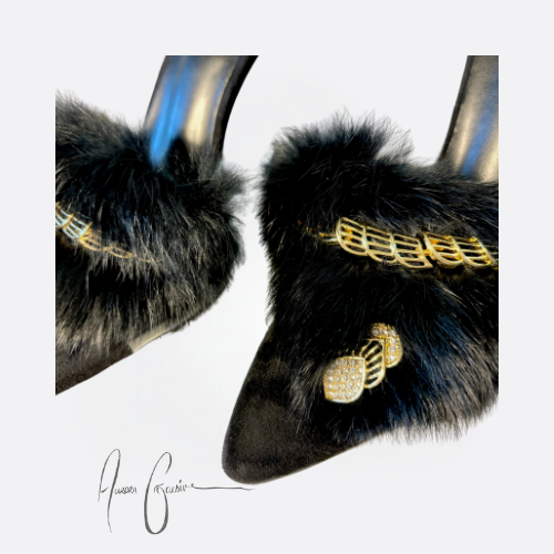 Midnight Fur Stilettos